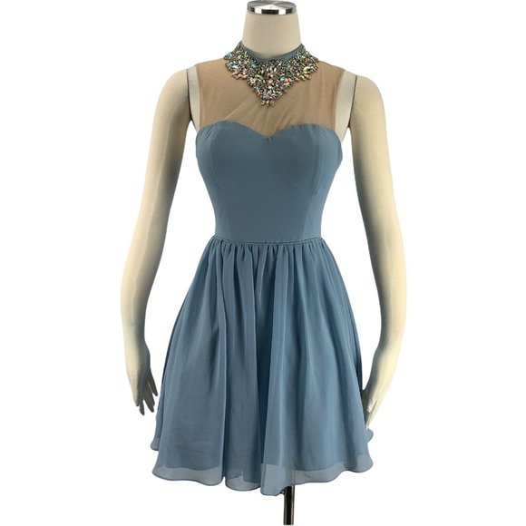 City Studio 1 Dress Prom Formal Blue Rhinestone - Picture 1 of 9